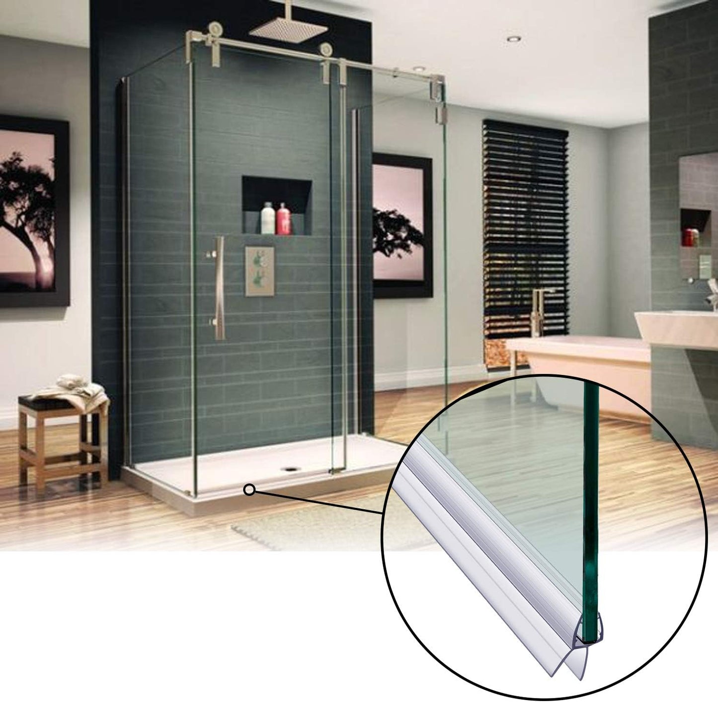 2-Pack Butecare Frameless Shower Door Bottom Seal for Glass Doors – Stop Shower Leaks and Create a Water Barrier (3/8” x 39”)