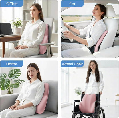 BEBAS Ergonomic Lumbar Support Pillow for Car, Memory Foam Car Back Cushion | Comfort Lumbar Pillow for Back Pain Relief, Breathable Washable Cover, Fits for Driving, Office, Wheelchair, Black
