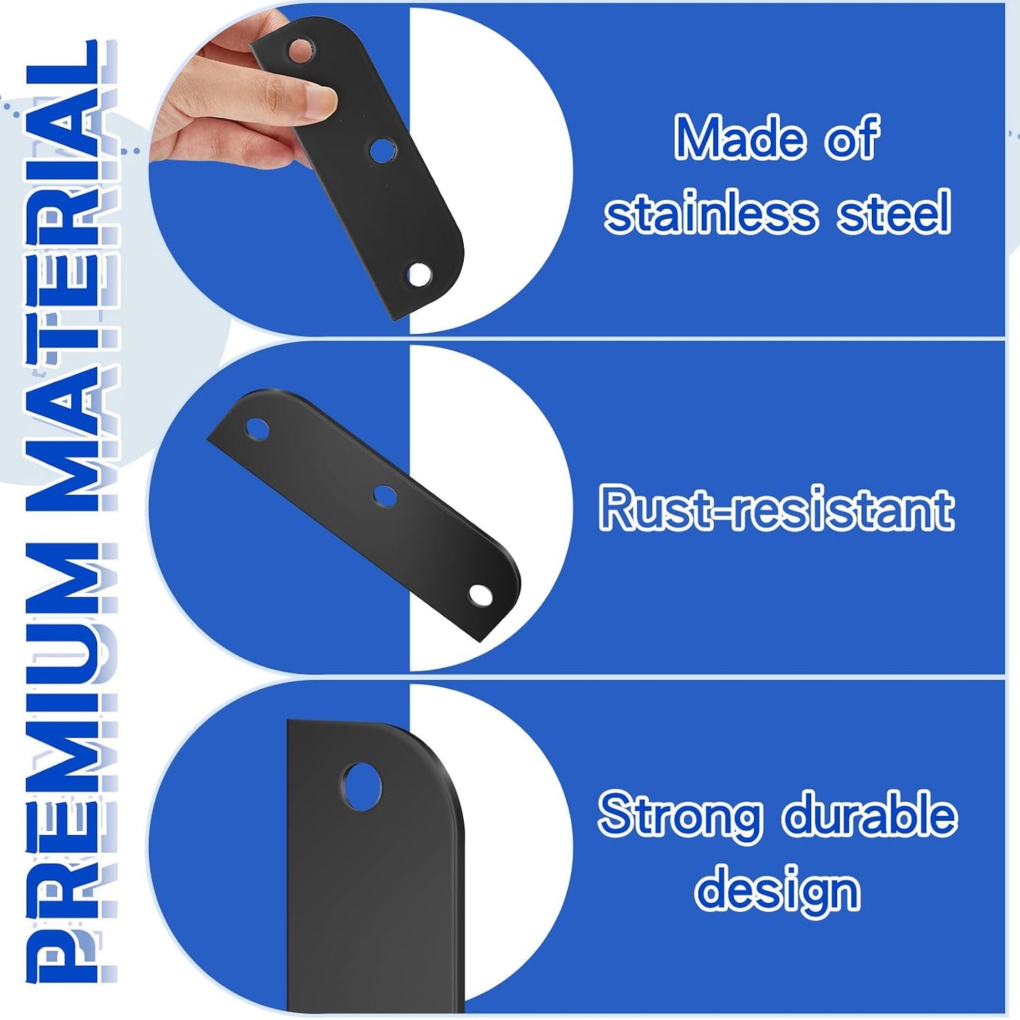 6 Set Door Hinge Filler Plates Kit, 3.5 Inch with 5/8 Inch Stainless Steel Hinge with Matching Screws, Blanks Metal Door Edge Filler Cover Plate Shims Spacer