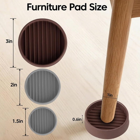 Rubber Non-Slip Furniture Pads, 2"x2" Casters Cup, Round, Brown, 8 PCS | Rubber Feet Floor Protector For Hardwood Floors, Prevent Scratching of The Floor, For Bed Sofa Table and Chair, Stopper