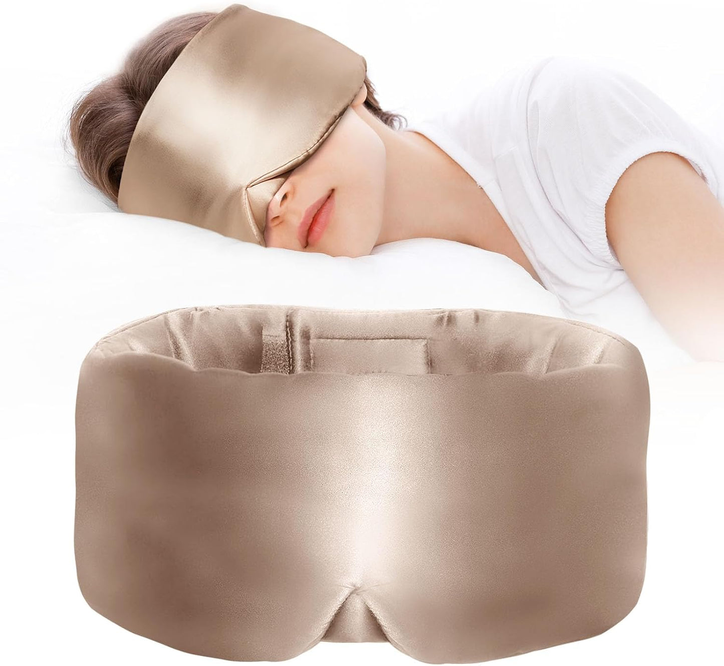 Sleep Mask, Eye Mask Weighted Light Blocking Eye Cover, Travel Mask | Softer Than Silk, Night Sleeping Mask for Women Men, Comfortable Adjustable Band Camel