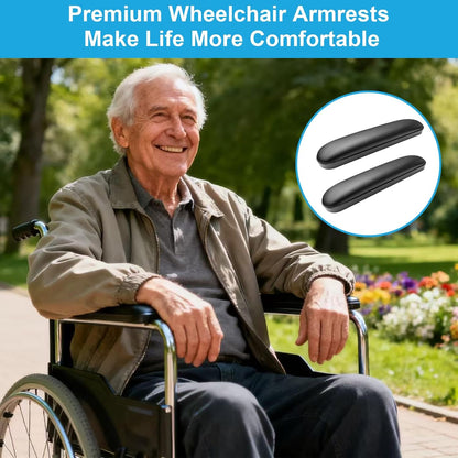 Wheelchair Armrest Pads, Premium Wheelchair Arm Pads, Wheelchair Armrest Replacement Accessories, Black (1 Pair) Compatible with All Brands(10-1/4")