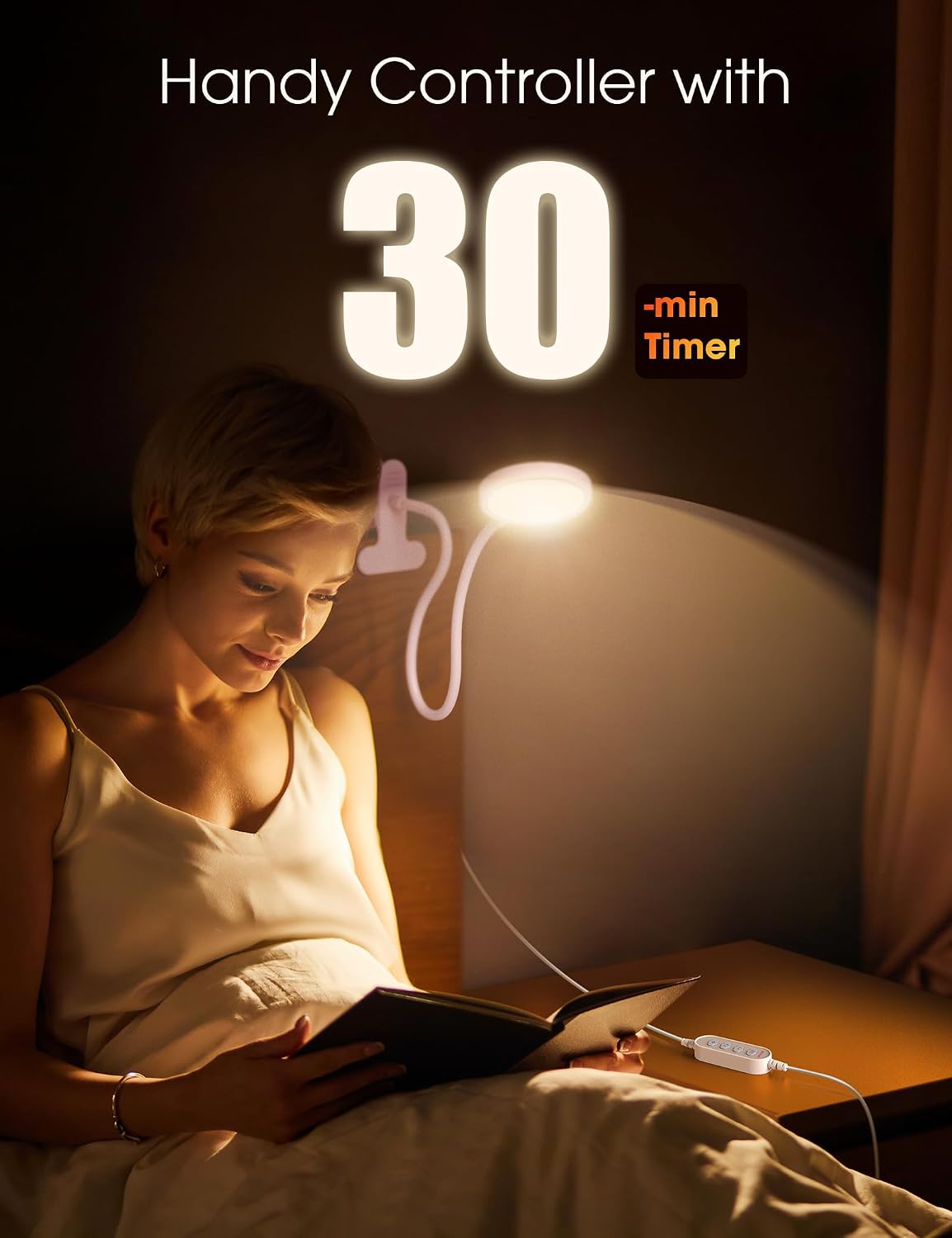 LiFMIRA Bed Lamp Clip on Light 8W 66 LED Reading Light for Bed White