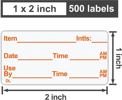 L LIKED 500 Stickers Use by 1 x 2 Inch Dissolvable Food Storage Labels for Containers