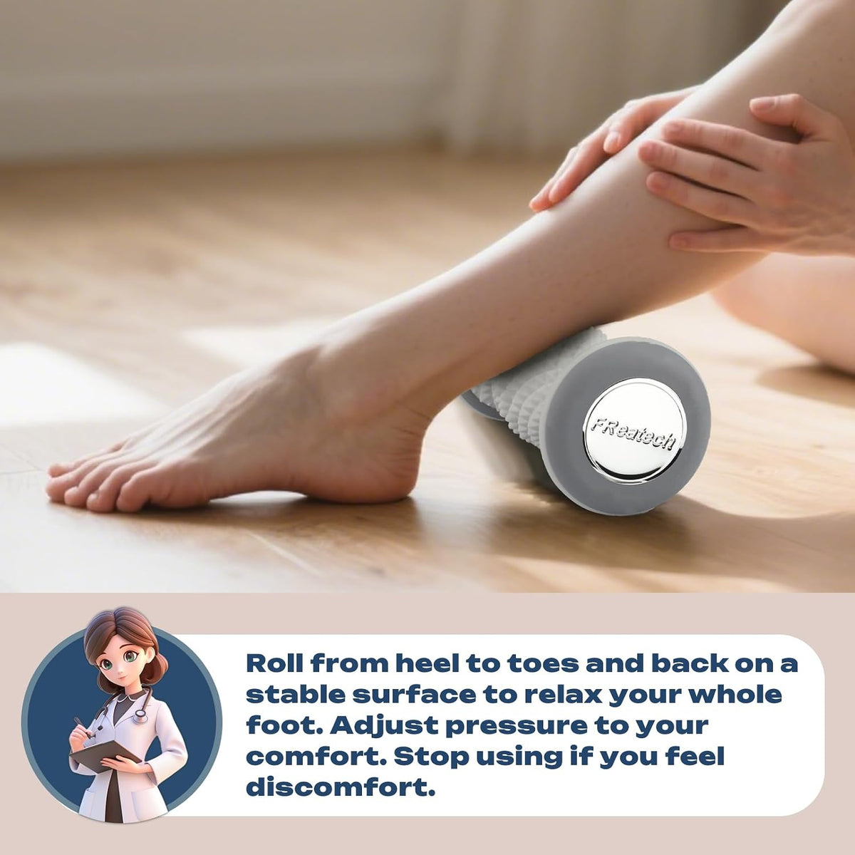 FREATECH Foot Massager Roller with 459 Spiky Massage Points, Durable PP Material, Plantar Fasciitis Relief, Deep Massage for Heel & Arch Pain, Reflexology Acupressure Tool for Muscle Relaxation