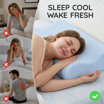 Contour Memory Foam Cervical Pillow for Neck Pain Relief, White | Orthopedic neck support | Standard size | side/back/stomach sleep | cervical alignment | two height choices | washable cover