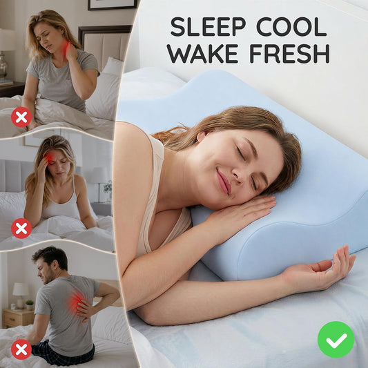 Contour Memory Foam Cervical Pillow for Neck Pain Relief, White | Orthopedic neck support | Standard size | side/back/stomach sleep | cervical alignment | two height choices | washable cover