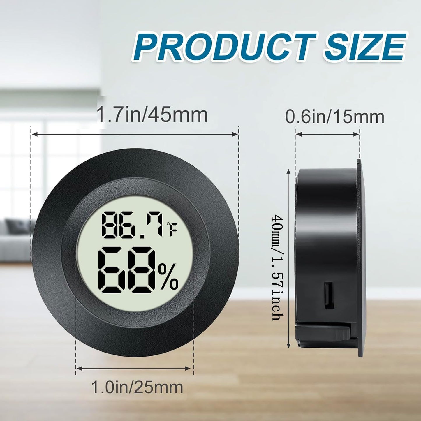 2 Pack Mini Digital Hygrometer Gauge Indoor Thermometer, LCD Monitor Temperature Outdoor Humidity Meter for Greenhouse Jars Incubators Guitar Case, Fahrenheit (℉) or Celsius(℃)