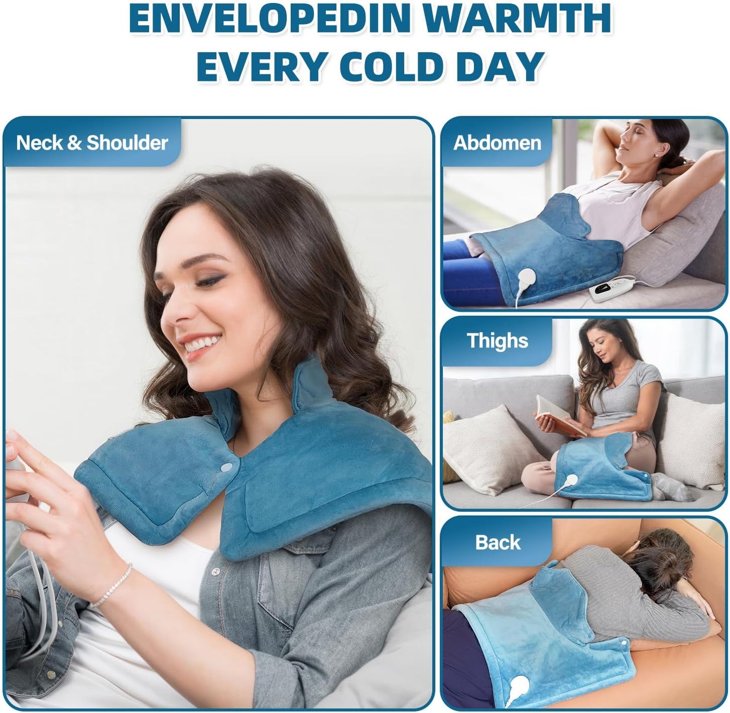 Heating Pad for Neck and Shoulders, Weighted Electric Neck Heating Pad for Back Pain Relief 6 Heat Settings 4 Timers Auto Off Birthday for Women Mom Men Dad