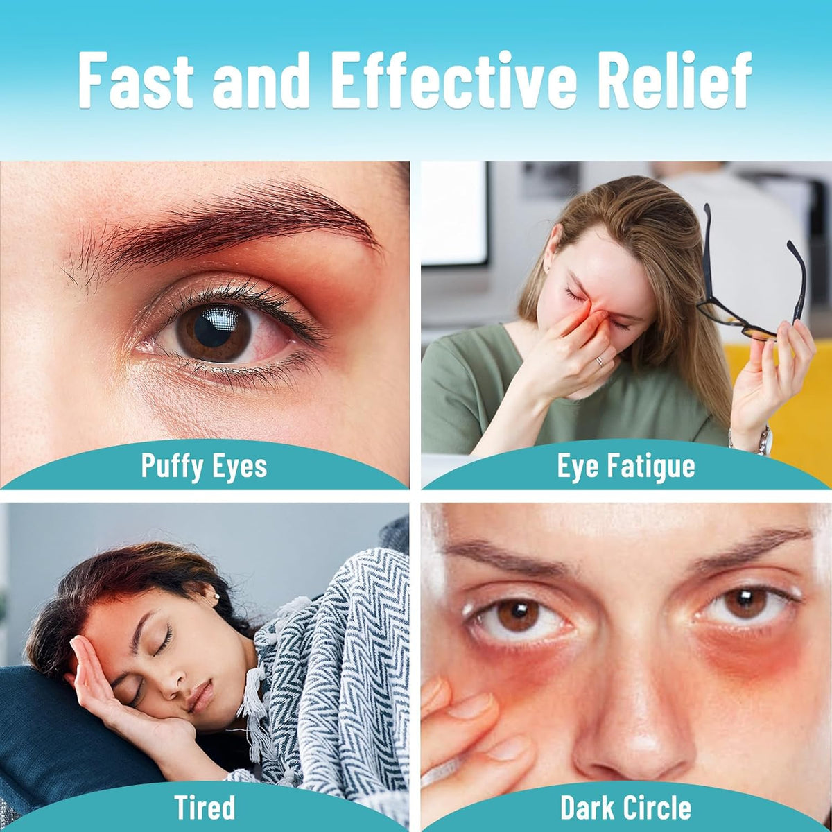 Cooling Eye Mask, Cold Eye Mask for Puffiness, Reusable Ice Eye Masks for Dark Circles And Puffy Eyes, Relieve Your Migraines and Headaches with Gel Eye Masks Therapy, Long-Lasting Comfort, Light Blue