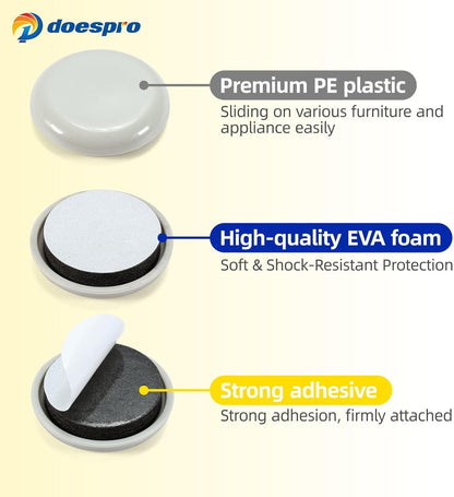 40PCS 1.4" Furniture Sliders for Hardwood Floors & Carpet, Self-Stick | PE Round Furniture Pads & Chair Glides for Hardwood Floors, Floor Protectors for Moving Furniture & Kitchen Appliances Easily