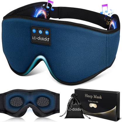 Sleep Mask with Bluetooth Headphones,LC-dolida Sleep Headphones Bluetooth Sleep Mask 3D Sleeping Headphones for Side Sleepers Best Gift and Travel Essential (Blue)