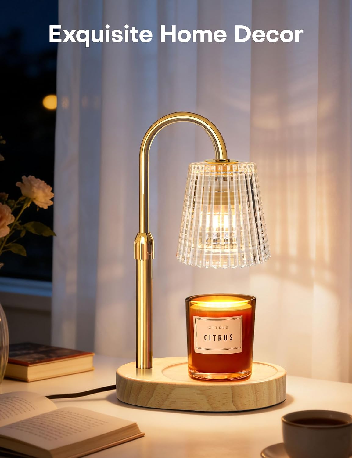 Candle Warmer Lamp with Timer Dimmer, Home Bedroom Decor Gifts for Women | Adjustable Height, Electric Wax Melts Warmer for Jar Candles, Birthday Christmas House Warming Gifts with 2 Bulbs