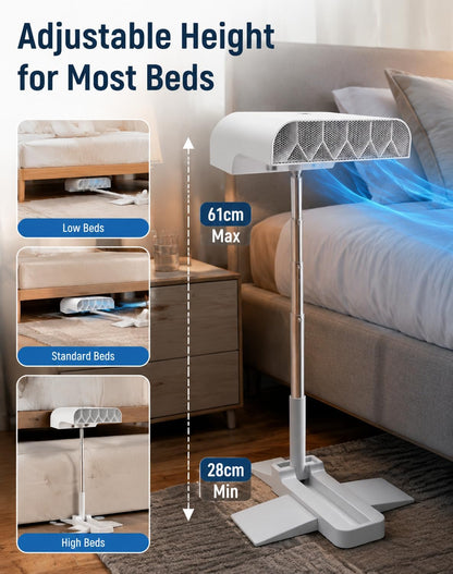 Bed Fan Under Sheets, Bed Fans for Cooling and Sleep Under Sheets, Rechargeable Cordless Bed Cooling Fan System With Remote, Quiet & Height Adjustable, Fits all Mattress Heights