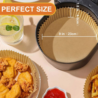 Air Fryer Liners Disposable Paper,100Pcs Parchment Paper Liners,Non Stick Airfryer Paper Liners,Food Grade Air Fryer Accessories WaterProof OilProof for Microwave Oven Steamer 6.3inch Square