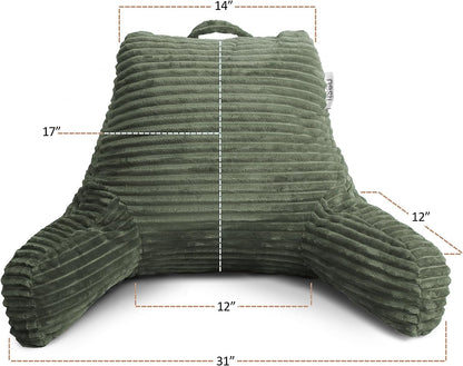 Hearth & Harbor Reading Pillow for Bed Adult – Back Pillow for Sitting in Bed, Standard Bed Pillows for Sitting Up in Bed, Foam Bed Chair Pillow, Stone Blue Bed Rest Pillow