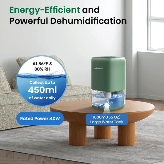 Dehumidifier,35 OZ Small Dehumidifiers for Room for Home,Moisture Absorbers | Quiet with Auto Shut Off, Portable Dehumidifier for Bedroom (280 sq. ft), Bathroom, RV, Closet Colorful Dehumidifiers, Green