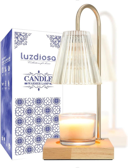Candle Warmer Lamp with Timer, Vintage Electric Candle Lamp Warmer, Mothers Day Presents for Mom, House Warming Decor, Dimmable Candle Melter for Scented Wax, Clear