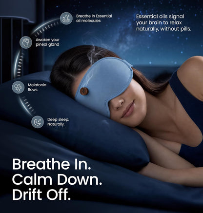 Essential Oils Diffuser Sleep Mask Bamboo Cotton with Aromatherapy, Lavender 3D Eye Mask Blackout, Magnetic Wood Diffuser for Women Men Side Sleeper Travel, Home, Natural Sleep, Relaxation, Meditation