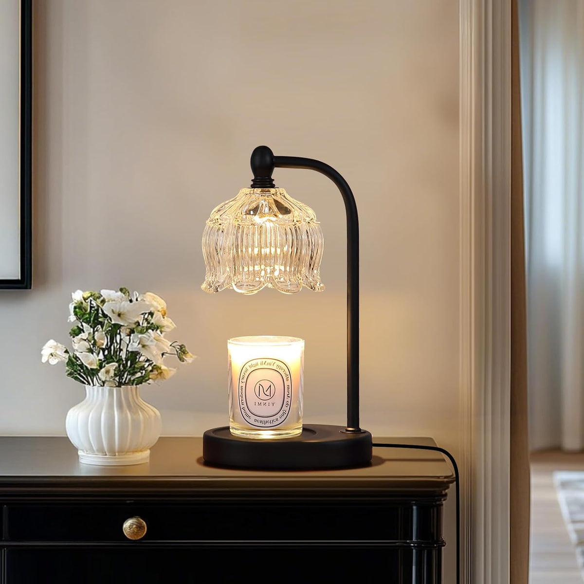 MEIXISUE Candle Warmer Lamp with Timer and Dimmer,Electric Gold Light Gifts for Women Melt Wax Warmer Lamp with 2 Bulbs for Candle Jars House Warming New Home Decor Bedroom