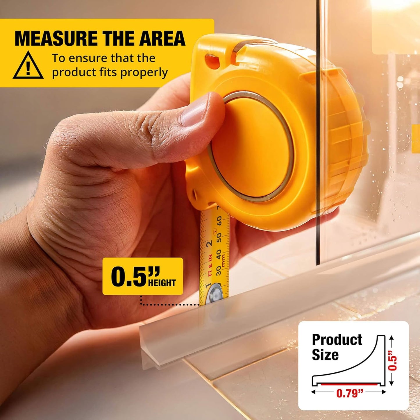 39" Transparent Shower Threshold Water Dam, Collapsible Water Guard Strip