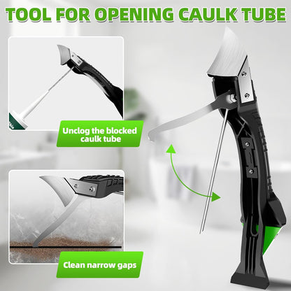 5 in 1 Silicone Caulking Tool Kit, Caulk Remover Tool with Stainless Steel Head,Caulk Finishing Tool with Different Angles,Grout Removal Tool for Kitchen Sink Washroom Floor Bathroom Toilet Caulking