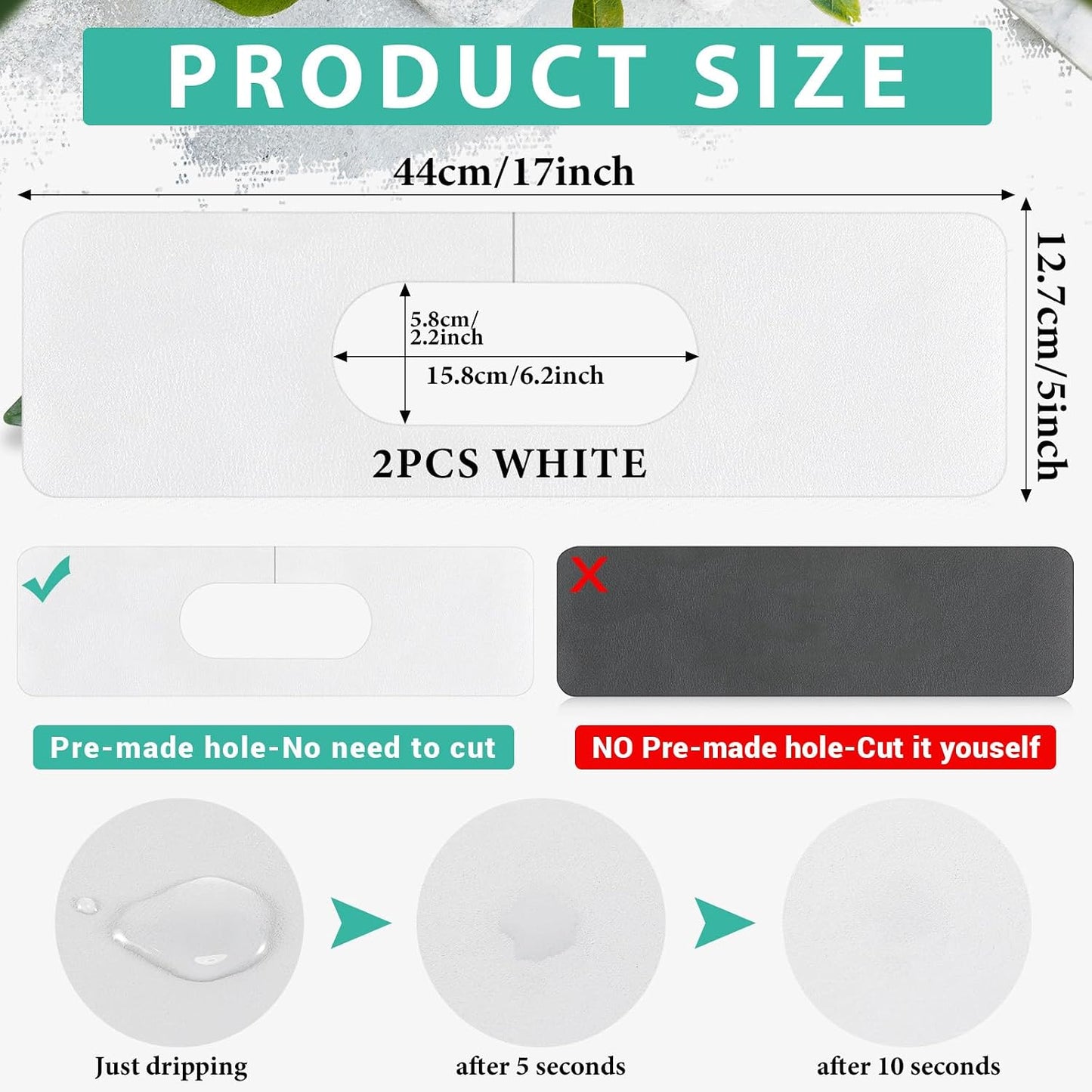 Tioncy 2 Pcs Faucet Mat Sink Splash Guard Oval-hole Oval Splash Pad for Kitchen Sink Oval Base Diatomite Faucet Mat for Bathroom Absorbent Mat Splatter Screens(Dark Gray)
