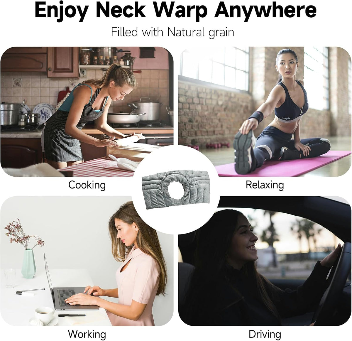 Microwavable Heating Pads, Microwave Heating Pad for Neck and Shoulders, Heated Neck Wrap, Wearable Neck Warmer Microwavable, Hands-Free Weighted Shoulder Wrap for Relax and Soothing