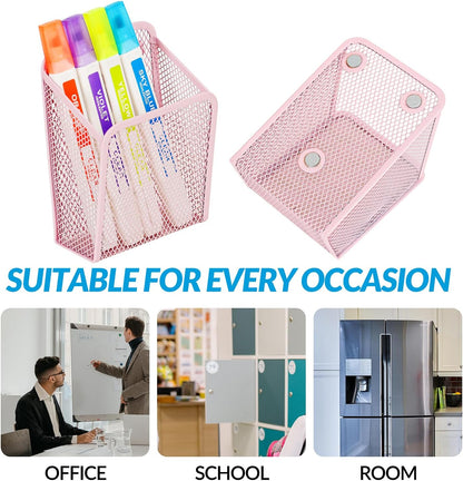 UCYCAZ Magnetic Pen Holder,Single Magnetic Pencil Locker Holder Organizer | Strong Magnets Mesh Marker Holder,Locker Accessories,Writing Utensil Storage Organizer,Pen Basket for Whiteboard,Refrigerator