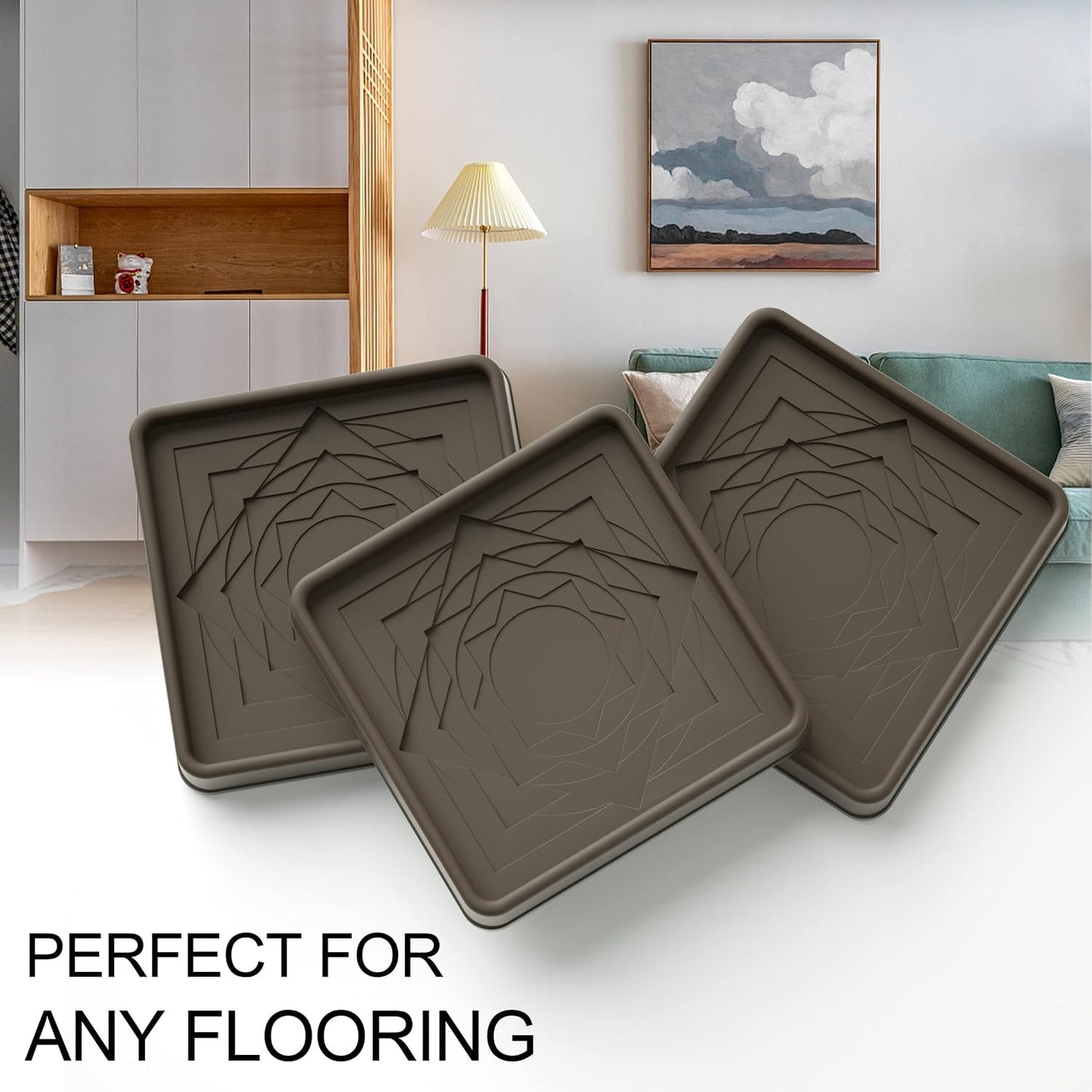 Furniture Coasters 4 Pcs 4” Furniture Caster Cups - Non Slip Furniture Pads Hardwoods Floors - Non Skid Grippers Rubber Furniture Feet Anti Slide Floor Protector for Bed Couch Stoppers Black