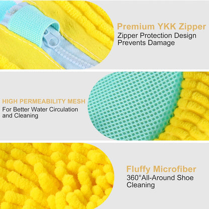 2 Pack Shoe Washing Machine Bag, Laundry Shoe Bag for Washer and Dryer, Reusable Shoe Cleaning Bag for Sneakers and All Shoes Types with Self-Locking Zipper (Yellow)