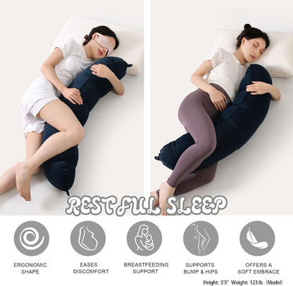 Peallow(Pat. Pend) – Long Round Body Pillow for Adults, Bolster Pillow for Sleeping, Soft and Supportive Pillow for Sleeping & Lumbar Support (Green-White, 29.5")