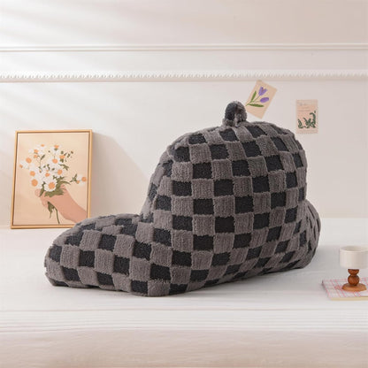 Aimuan Reading Pillow Checkered Bed Rest Wedge Backrest Checkerboard Pillow with Arms Back Support for Sitting Up in Bed Cushion Incline Rest Sleeping Snoring Pillow (Beige,Large)