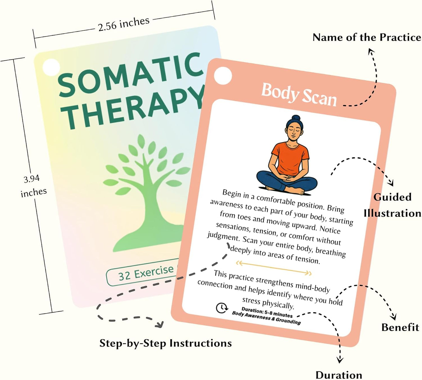 Somatic Therapy Cards for Nervous System Regulation – Self-Care & Coping Skills Exercise for Mental Health Therapists, Mindfulness & Anxiety Relief Tools, Ideal Mental Health Gifts & Therapy Games