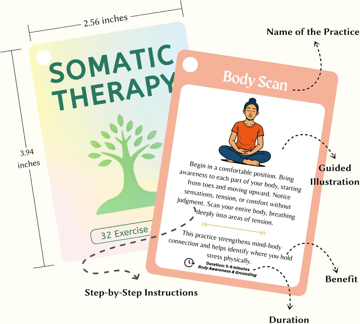 Somatic Therapy Cards for Nervous System Regulation – Self-Care & Coping Skills Exercise for Mental Health Therapists, Mindfulness & Anxiety Relief Tools, Ideal Mental Health Gifts & Therapy Games