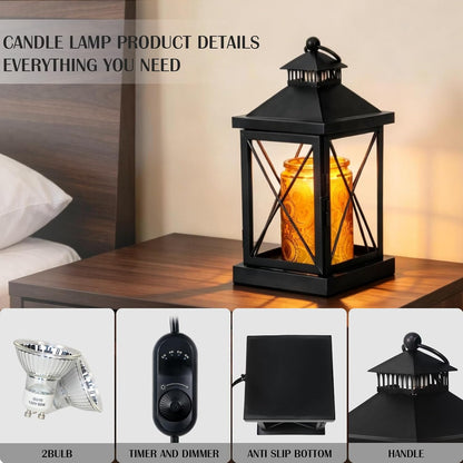 2026 New Candle Warmer Lamp with Timer,Compatible with 3 Wick Candles Jars,Vintage Candle Warmer Lantern Lamp,Dimmable Farmhouse Candle Lamp Warmer,Fully Enclosed and Hanging Up Designed