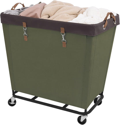 StorageWorks 160L Laundry Basket with Wheels, Rolling Hampers for Clothing | Beige Laundry Basket with Wheels, Metal Frame & Handles, Rolling Hamper for Bedroom, Bathroom, Dorm, Hotel