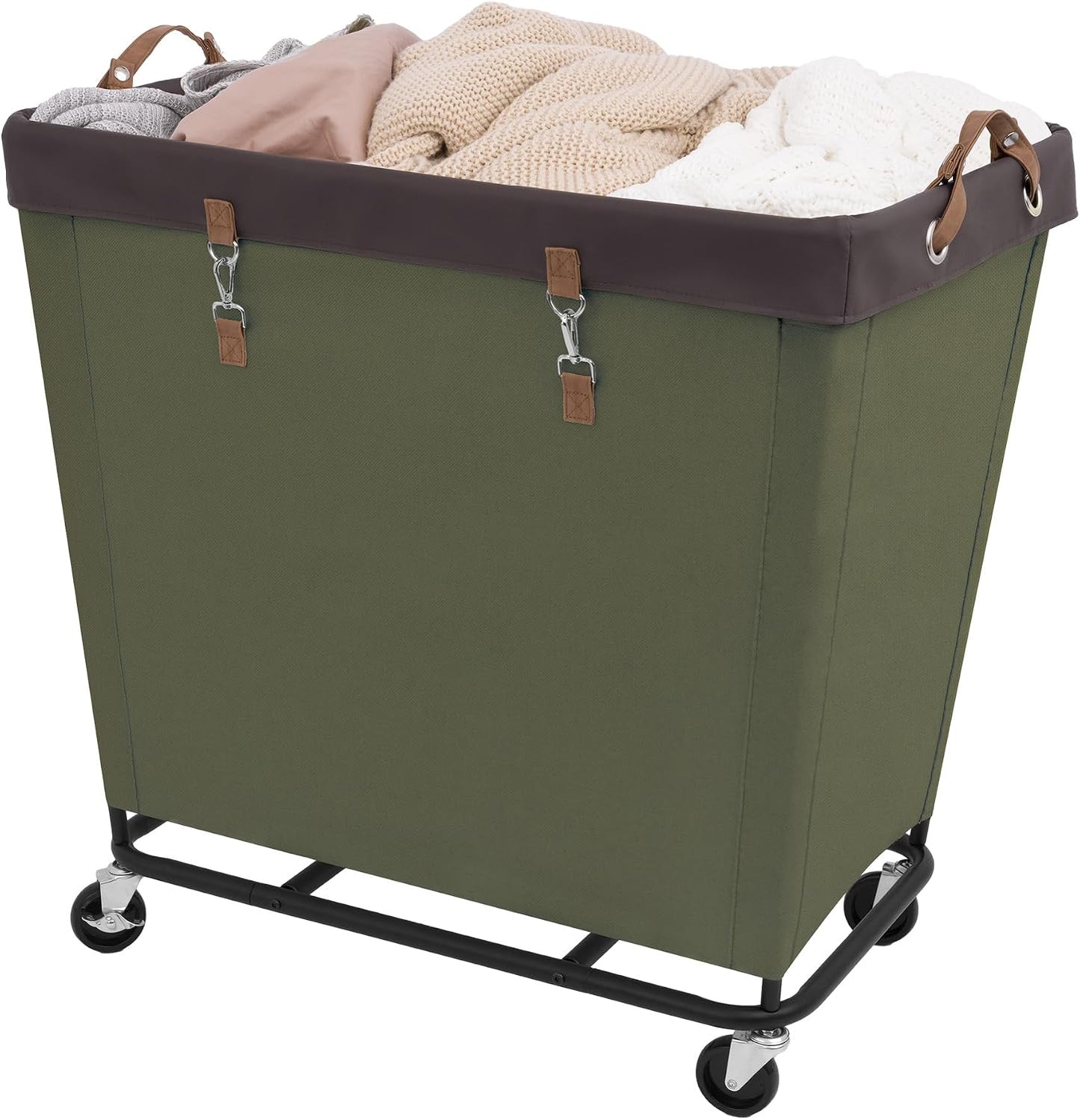 StorageWorks 160L Laundry Basket with Wheels, Rolling Hampers for Clothing | Beige Laundry Basket with Wheels, Metal Frame & Handles, Rolling Hamper for Bedroom, Bathroom, Dorm, Hotel