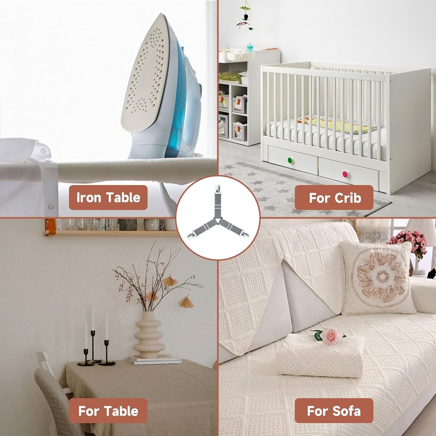 Bed Sheet Straps, Upgrade Fitted Bed Sheet Holders for Corners, Non Slip Sheet Clips White 4Pcs