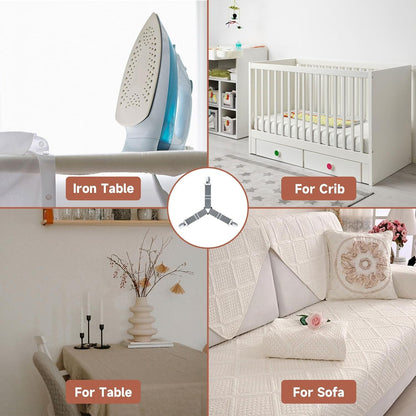 Bed Sheet Straps, Upgrade Fitted Bed Sheet Holders for Corners, Non Slip Sheet Clips White