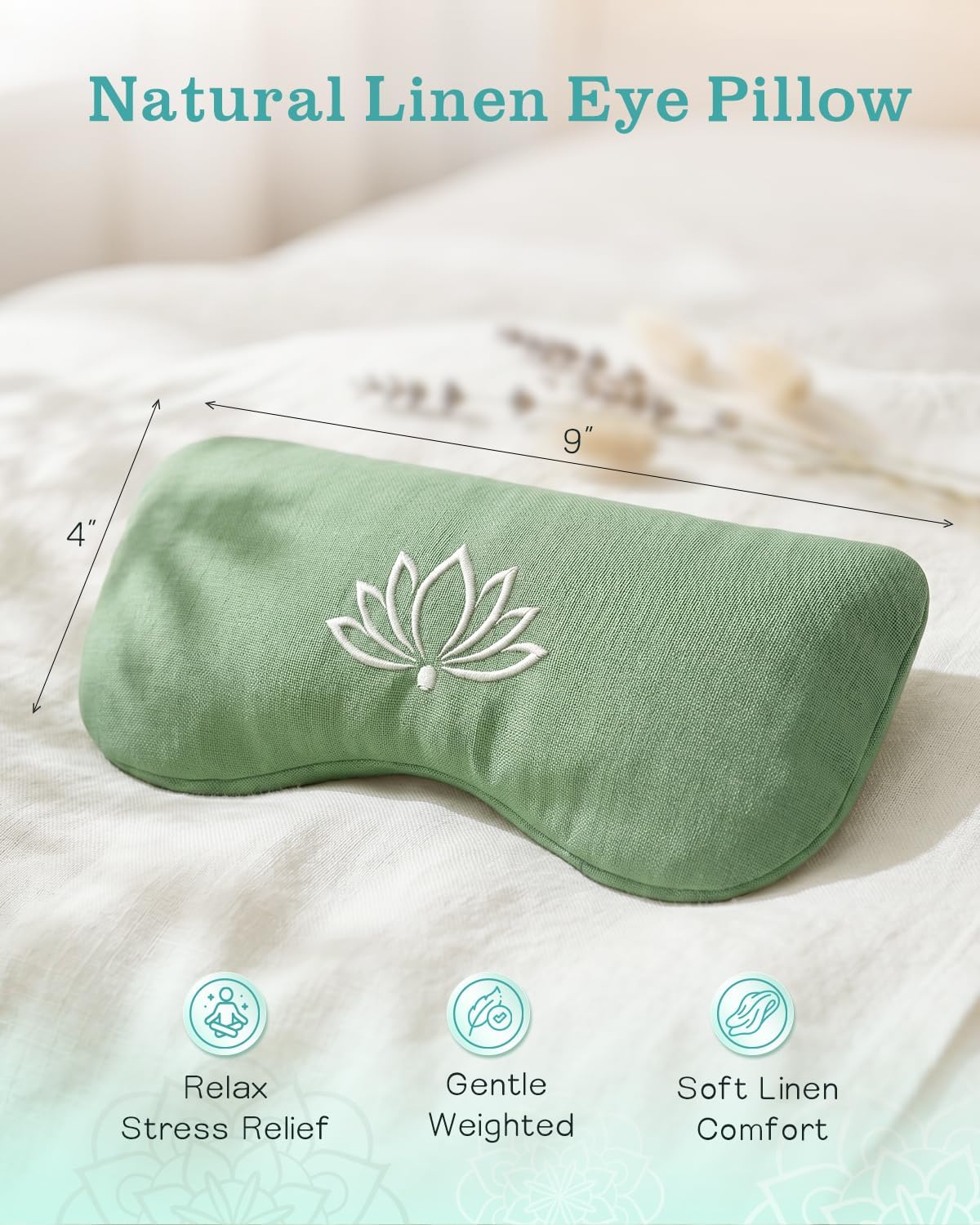 Hihealer Weighted Lavender Eye Pillow, Linen Flaxseed Eye Mask for Sleeping