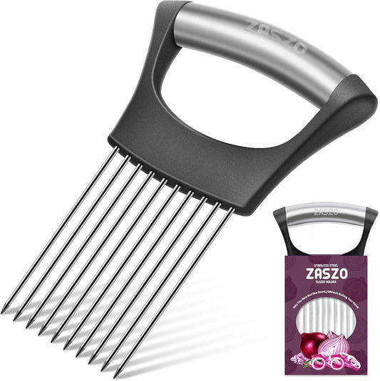 Onion Holder for Slicing, Stainless Steel Onion Slicer | Onion Slicer Holder Cutter Chopper, Vegetable Fruit Tomato Slicer, Food Vegetable Chopper, Kitchen Gadgets