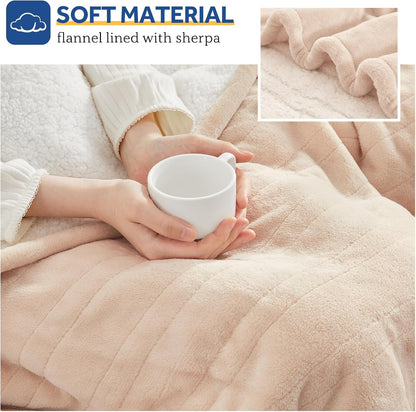 Sealy Electric Throw Blanket Heated Flannel & Sherpa Auto Shutoff 50"x60"