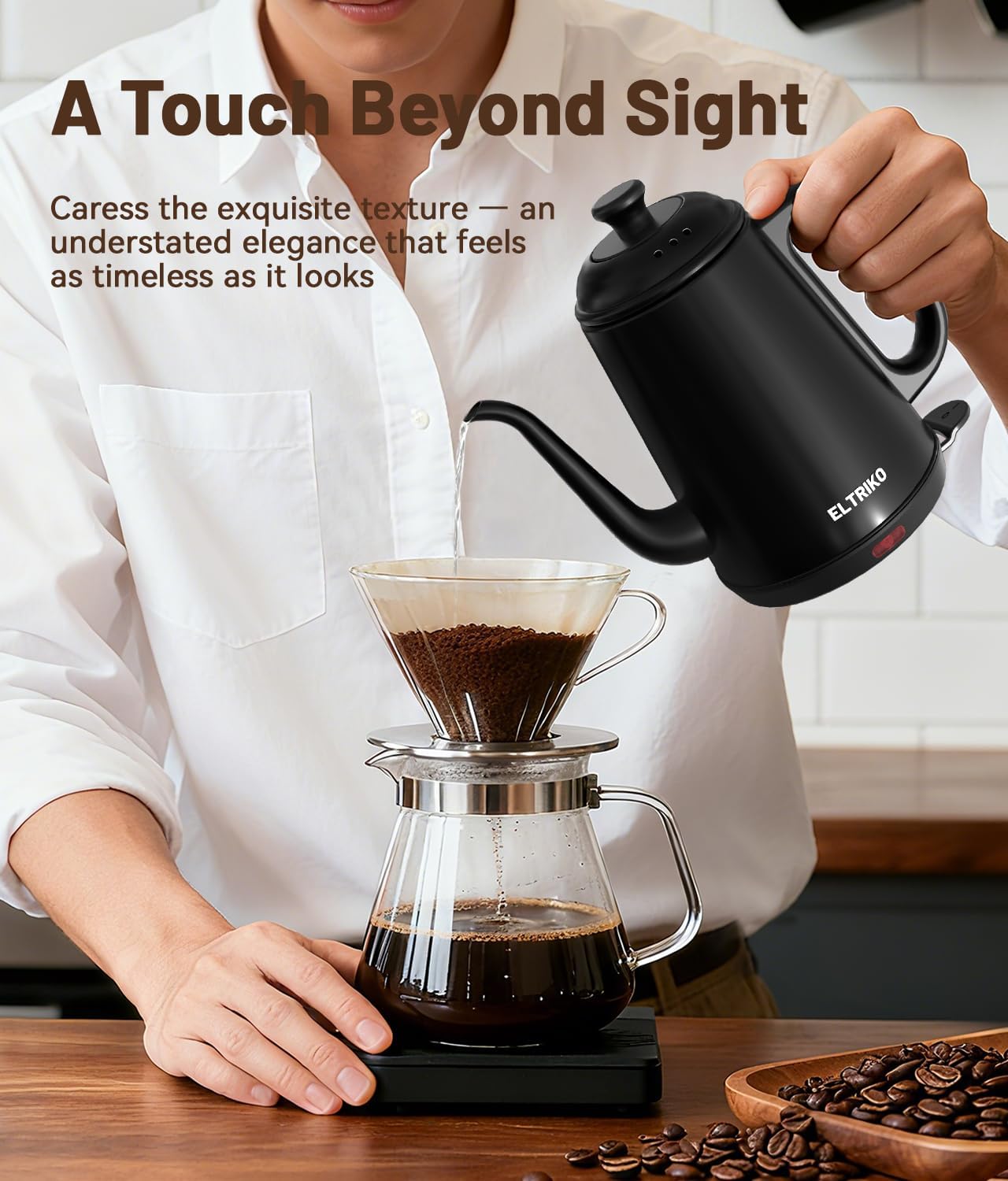 1L Gooseneck Electric Kettle for Pour Over Coffee & Tea | 1000W Fast Heating, Food-Grade Stainless Steel, Auto Shut-Off & Boil-Dry Protection, BPA-Free, Black