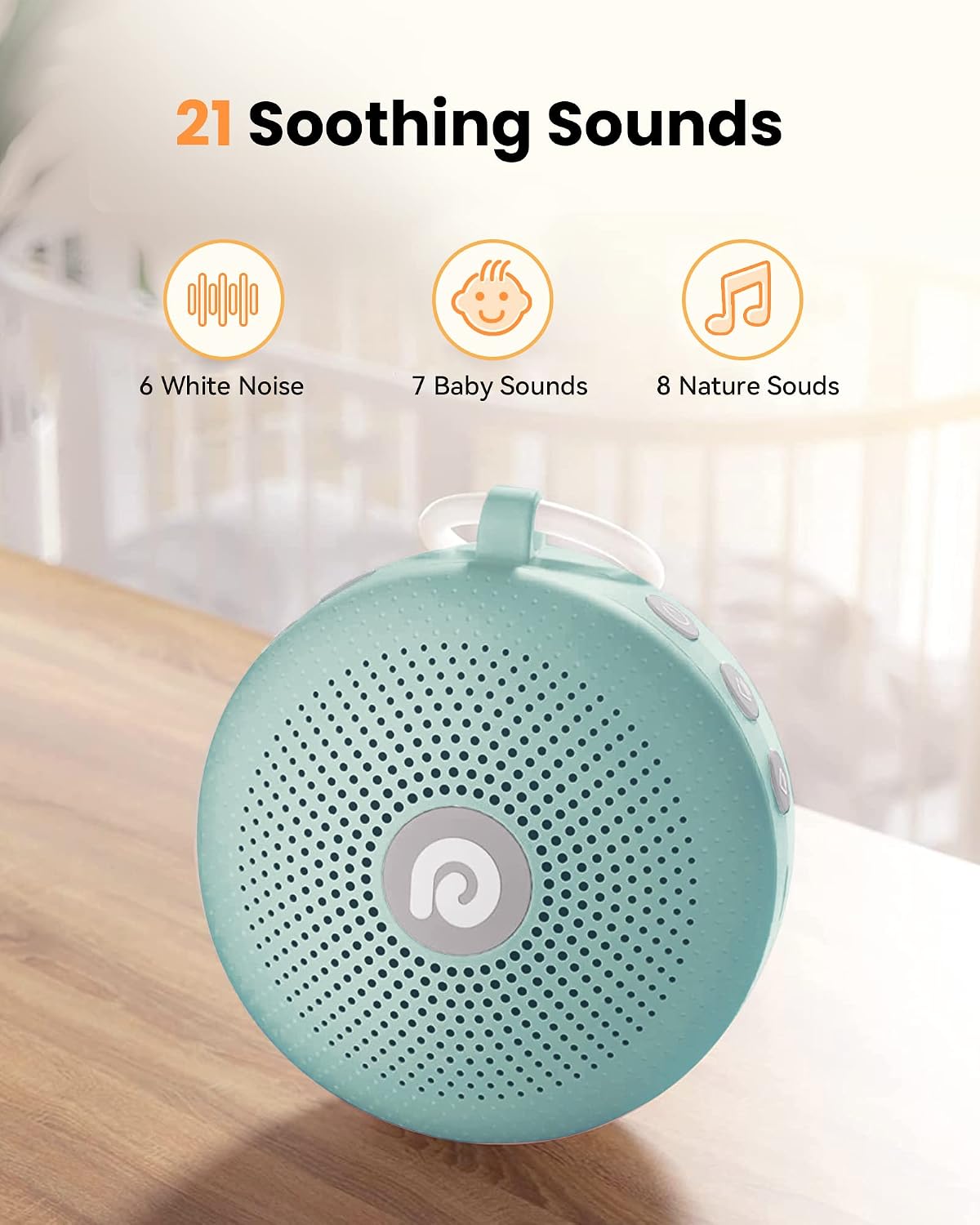 Dreamegg White Noise Machine - Portable Sound Machine for Baby Adult, Features Powerful Battery, 21 Soothing Sound, Noise Canceling for Office & Sleeping, Sound Therapy for Home, Travel(2Light Blue)