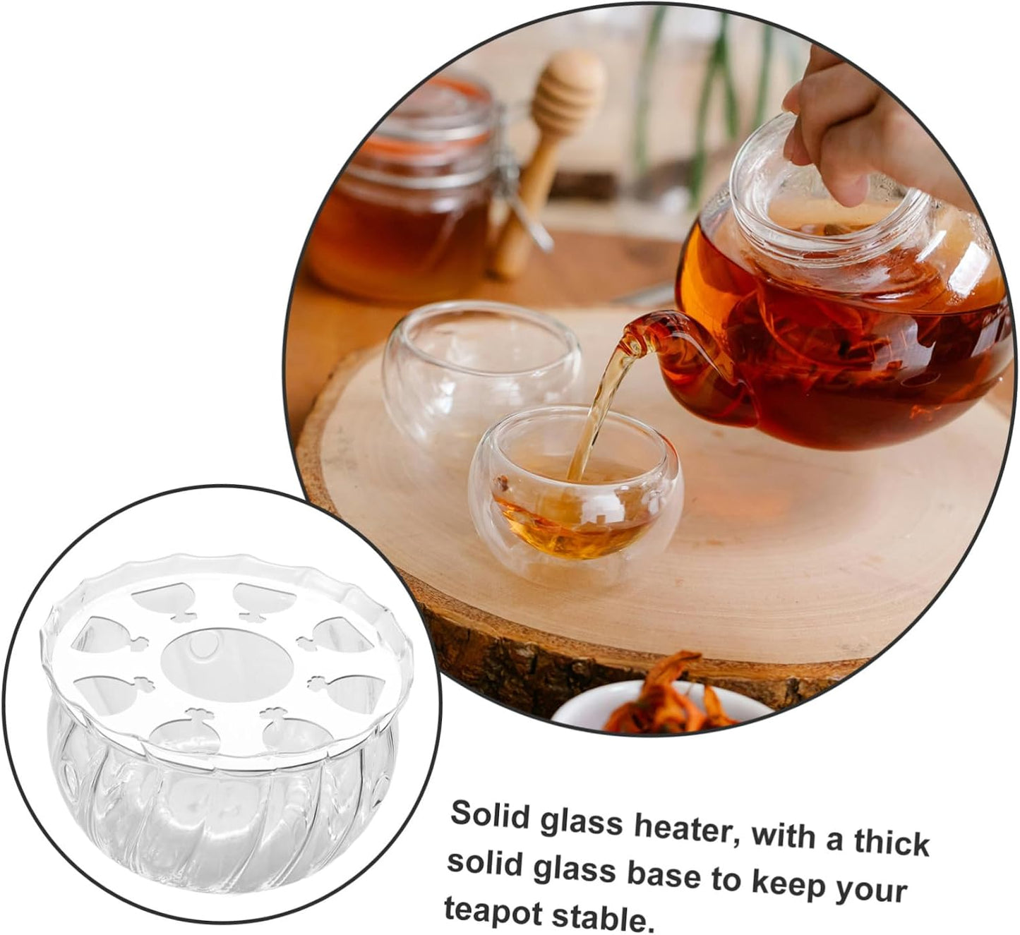 Cabilock Glass Teapot Warmer with Tealight Holder Heat Resistant Candle Base for Teapots Versatile Glass Construction for Tea Coffee and Soups and Multifunctional Kitchen Accessory