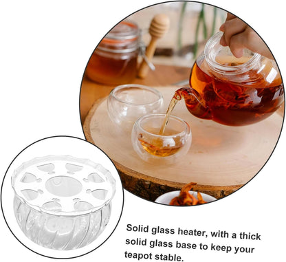 Cabilock Glass Teapot Warmer with Tealight Holder Heat Resistant Candle Base for Teapots Versatile Glass Construction for Tea Coffee and Soups and Multifunctional Kitchen Accessory