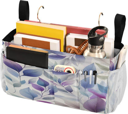 Bedside Caddy Hanging Storage Bag Dancing Leaves Bedside Organizer Caddy for Bunk, Dorm Room, Hospital Beds - Place Magazines / Remotes / Keys
