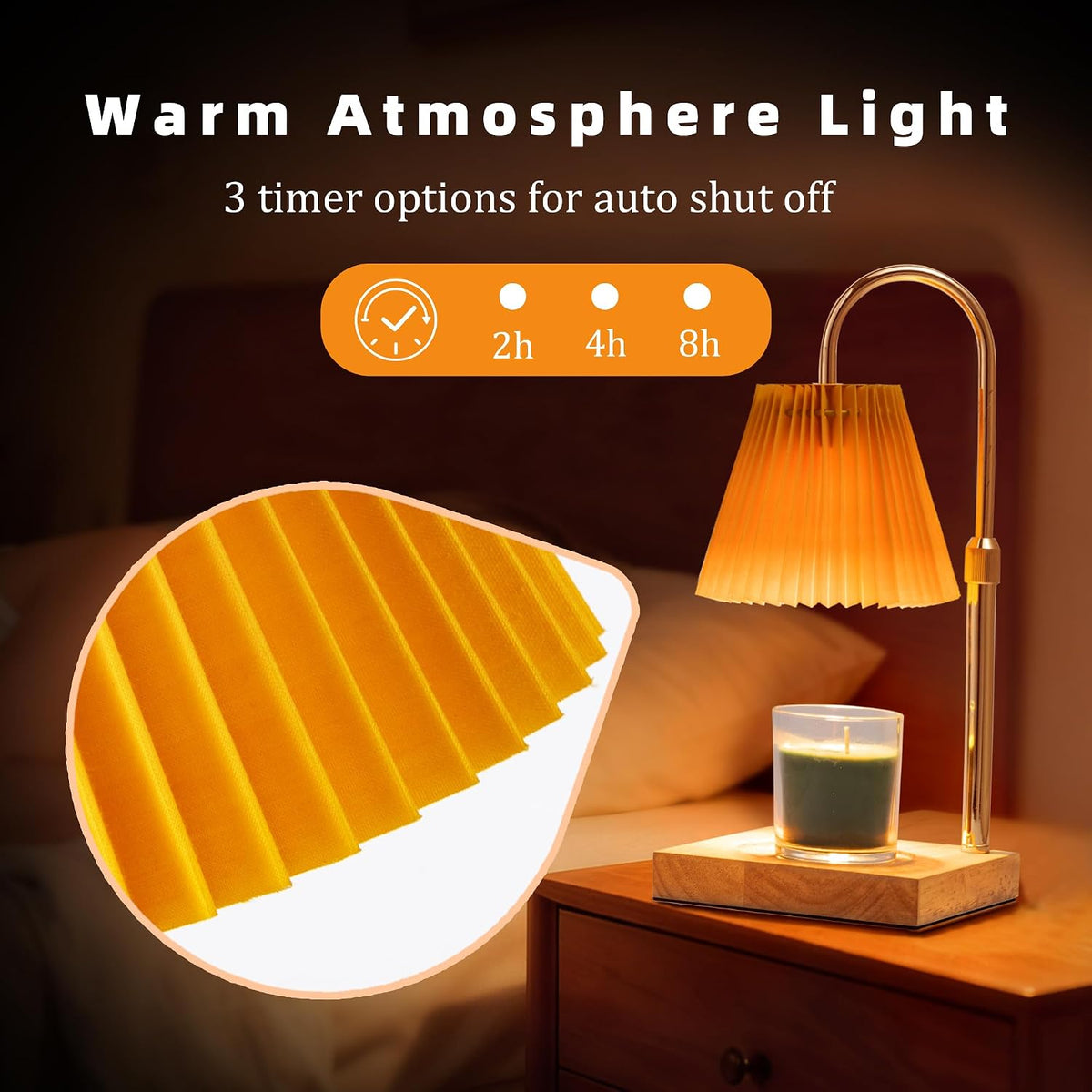 MOAFINA White Candle Warmer Lamp with Timer,Height Adjustable Dimmable