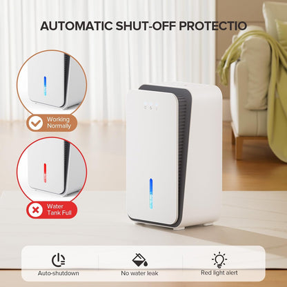 1000 sq.ft Dehumidifier for Home, Dehumidifiers for Basement, Bathroom, Bedroom with Auto Shut Off and Drain Hose, Built-in Aromatherapy Diffuser, 7 Colors LED Light, Quiet Sleep Mode(CS08-Cream)
